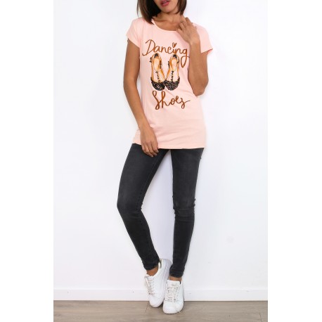 T-shirt ballerina roze