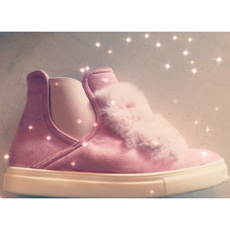 Fluffy sneaker roze