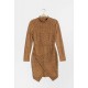 Suede cognac jurk