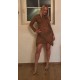 Suede cognac jurk