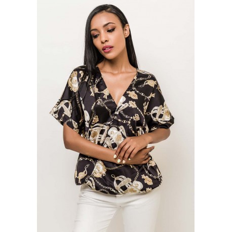 Blouse satijn zwart
