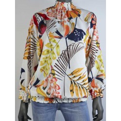 Blouse ecru bloemen