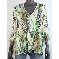 Shirt/blouse luipaard/groen