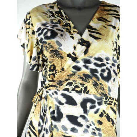 jurk panter geel beige
