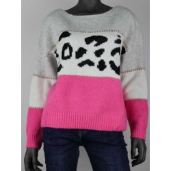 Trui leo/fuschia